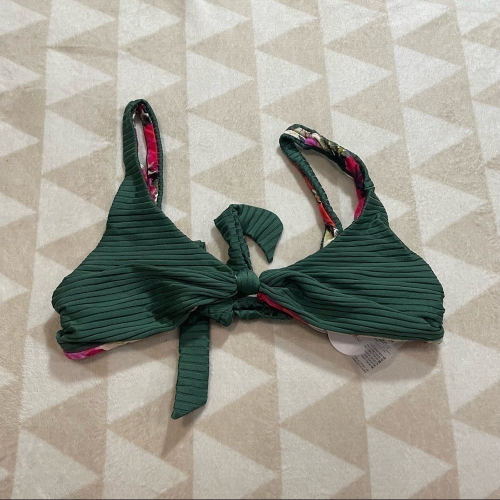 PQ SWIM EMERALD REVERSIBLE DREW KNOT TIE BIKINI TOP